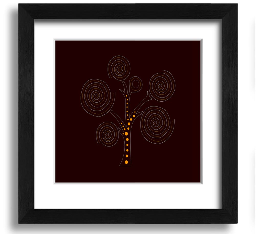 Aboriginal Tree 3 Square Framed Print showcasing vibrant colors and intricate details, framed in a stylish border.